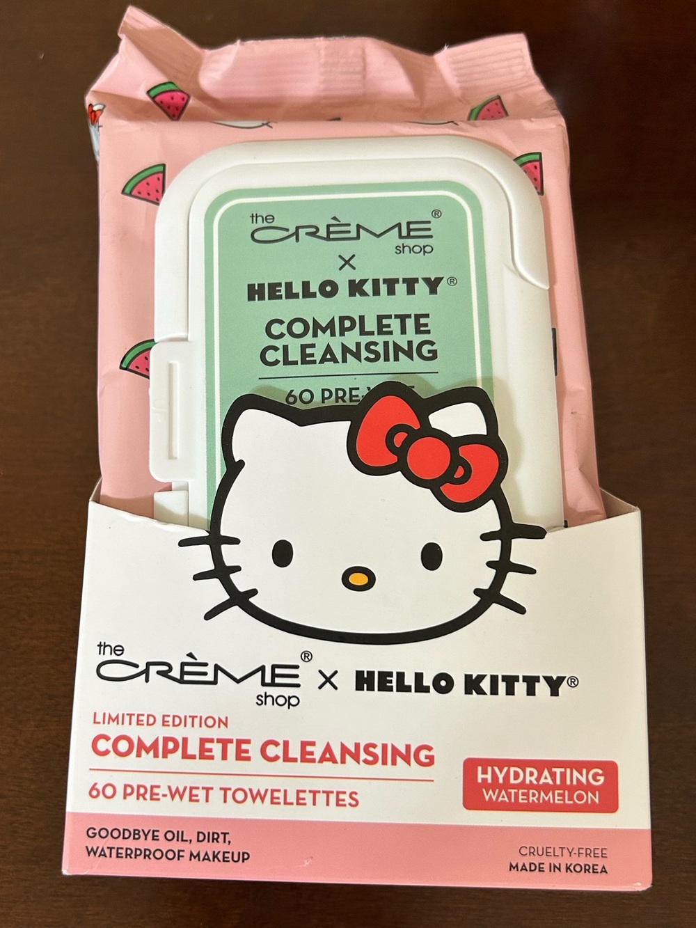 The Crème Shop x Hello Kitty 3‑in‑1 Cleansing Towelettes Pink 60 Ct NWT